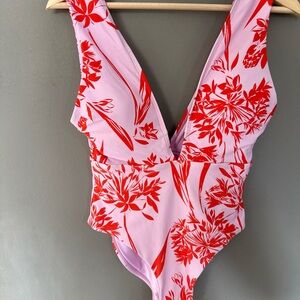 BCBGMaxAzria Lilac and Red Swimsuit